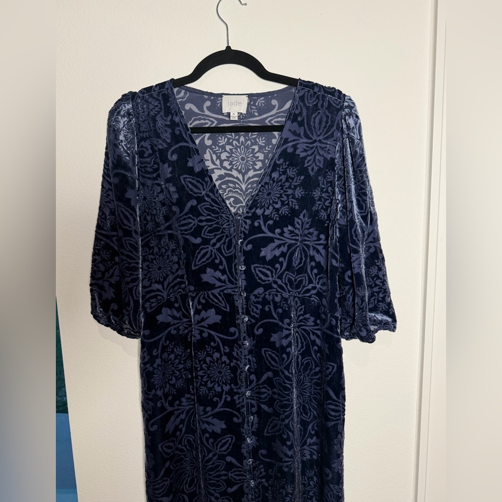 Johnny Was JADE Ryan Silk Velvet Burnout Midi Dress Bohemian Whimsigoth Floral - Picture 11 of 14